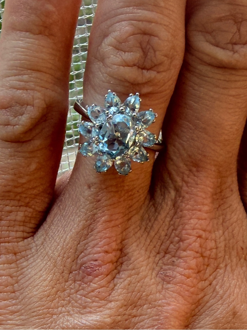 Matching Natural Blue Topaz Flower Pendant and Ring 
Set Sz7 - Picture 16 of 17